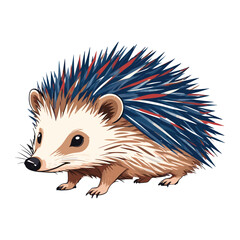 Colorful Hand Drawn Illustration of a Hedgehog