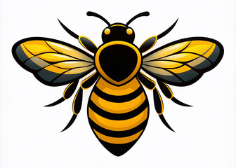 Vibrant yellow and black abstract bee icon with stylized wings and bold lines, forming a creative logo design symbol for business or brand identity.