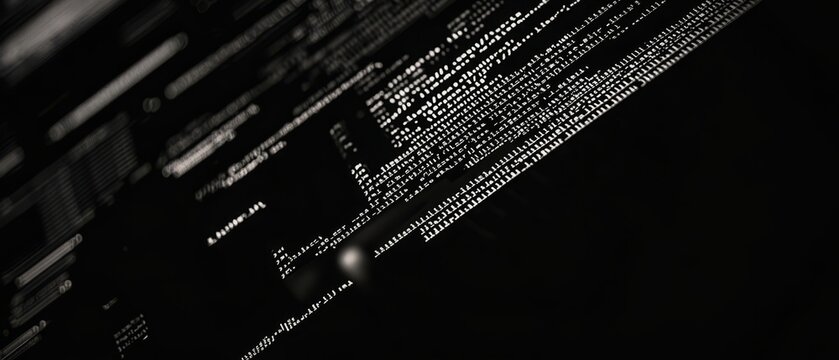 overlay of coding text, on black background, Generative AI 