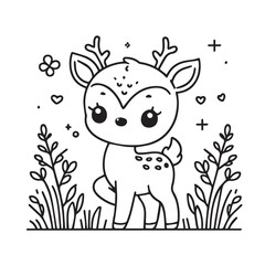 cartoon animal illustration for children's coloring book