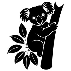  koala silhouette vector, koala clinging to tree silhouette vector illustration  © Trendy CraftSVG 