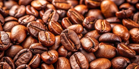 Obraz premium Close-up of freshly roasted coffee beans, coffee, beans, aroma, drink, roasted, espresso, beverage, caffeine, isolated
