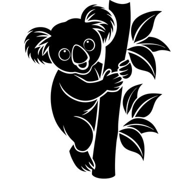 recommend clip art: 
                    koala silhouette vector, koala clinging to tree silhouette vector illustration
                    