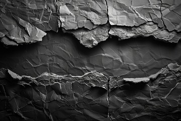 Old, distressed black and white paper poster texture with visible tears and grunge elements