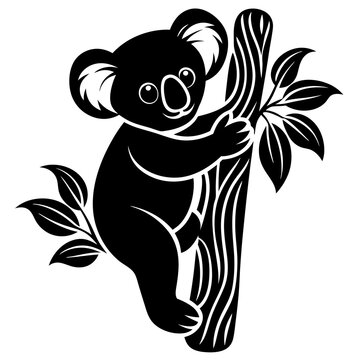 recommend clip art: 
                    koala silhouette vector, koala clinging to tree silhouette vector illustration
                    