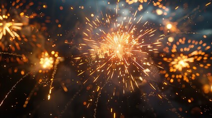 Obraz premium Futuristic transparent space glowing with fiery light. Golden explosion. Wallpaper design.