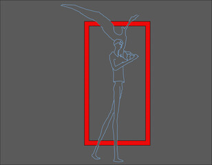 Vector sketch illustration silhouette design detail art painting artistic sculpture decoration classic vintage ethnic Roman Greek abstract modern in box frame