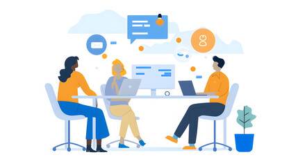 A diverse team of professionals brainstorming ideas and working together on a creative project.