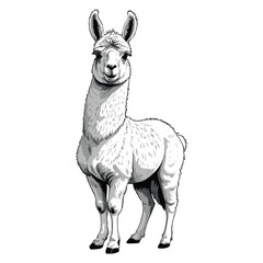 Hand Drawn Llama Line Drawing Illustration