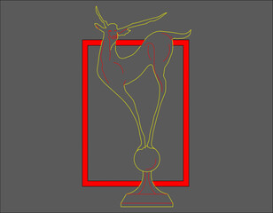 Vector sketch illustration silhouette design detail artistic art statue decoration classic vintage ethnic Roman Greek abstract modern in box frame