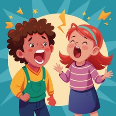 boy and girl scream loudly