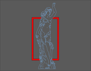 Vector sketch illustration silhouette design detail artistic art statue decoration classic vintage ethnic Roman Greek abstract modern in box frame