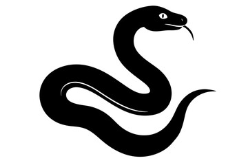 
snake icon, snake vector silhouette, Curved snake animal design
