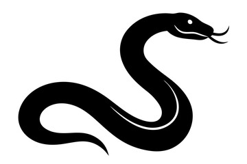 
snake icon, snake vector silhouette, Curved snake animal design
