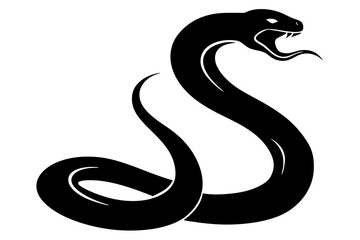 
snake icon, snake vector silhouette, Curved snake animal design
