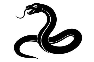 
snake icon, snake vector silhouette, Curved snake animal design
