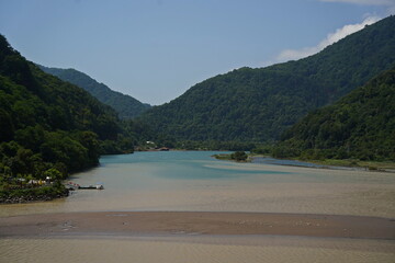 The confluence of two rivers Adjaristskhali and Chorokhi.