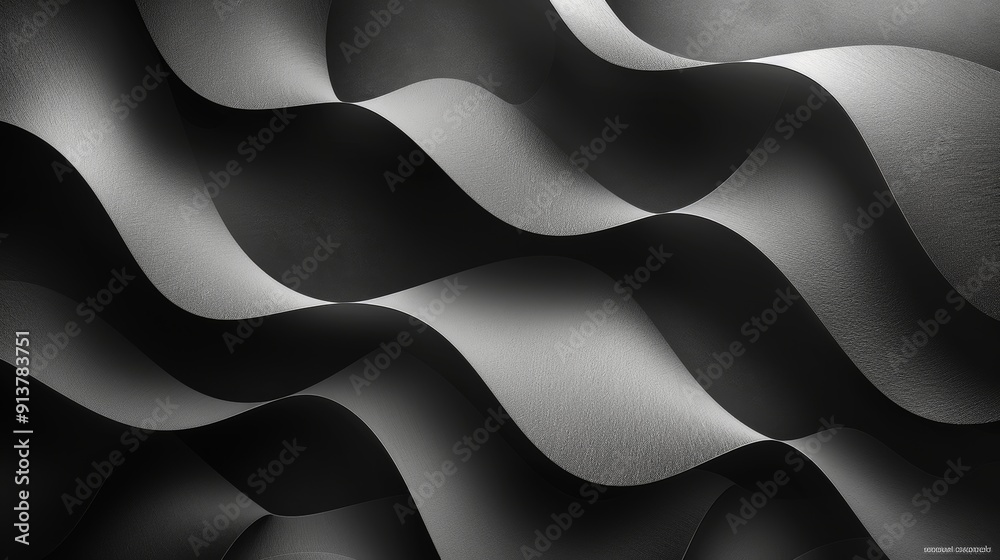 Poster black and white abstract waves creating flowing patterns in dynamic textures