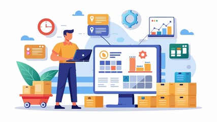 Fototapeta premium Minimizing costs while maximizing efficiency, logistics planners are the backbone of operations. A logistics planner using technology to analyze logistics data, emphasizing the use of data-driven