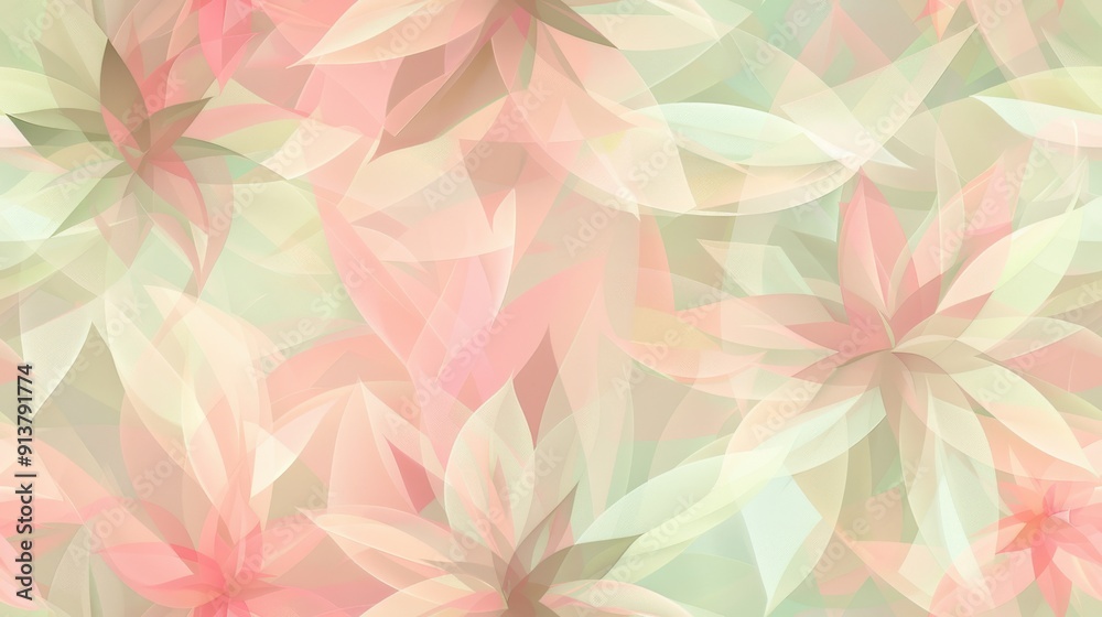 Poster a close-up image of a floral design featuring geometric shapes and pastel colors. the background is 