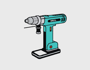 Drill Machine Flat Design