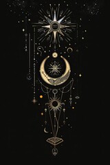 Insignia Mark of Dark Mystery and Hidden Metaphor: A Supernatural Spiritual Background with Celestial Sign and Enigmatic Emblem Reflecting Dark Emotions