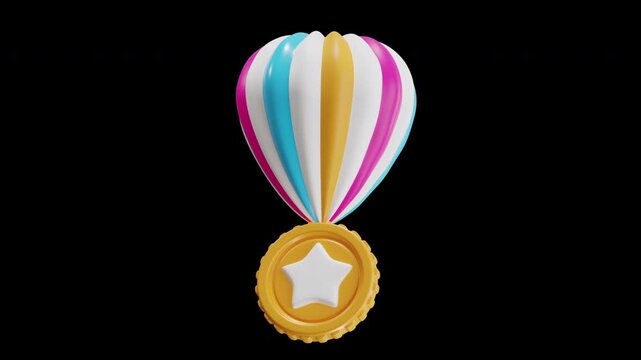 3D Animation of Airdrop Balloons Give Coins | Alpha Channel