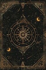 Enigmatic Celestial Insignia: A Dark Fantasy Emblem of Mystical Power on an Ethereal AMOLED Background with Intricate and Ornate Design, Exuding Deep Dreamlike Aesthetics