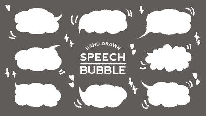 Set of hand drawn style cute memo sticker. Variety abstract shapes of  speech bubble. quote gray scale frames blank with crayon draw. Chat box balloon cloud. Label tag collection vector for text.