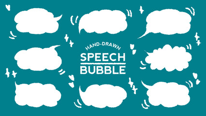 Set of hand drawn style cute memo sticker. Variety abstract shapes of blue speech bubble. quote color frames blank with crayon draw. Chat box balloon cloud. Label tag collection vector for text