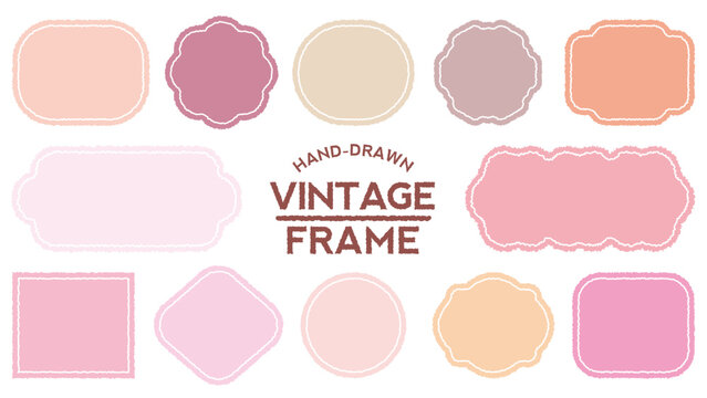 Set of hand-drawn pink purple color style speech bubbles Cute memo with blank to text. Collection of doodle lettering speech box.Colorful dialog frame in flat design for short message.Sticker for chat