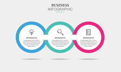 Timeline infographic design with circle for business template. Vector 3 steps.