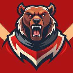 bear grizzly cartoon animal rugby mascot