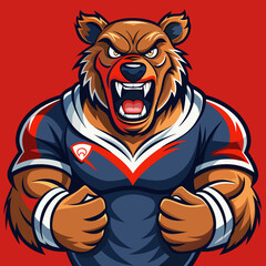 Obraz premium bear grizzly cartoon animal rugby mascot