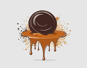 Chocolate Caramel Splash Blob. Grunge Monochrome Vector. Advertising Bage.