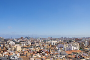 Aerial drone photo of the city centre of the Spanish city of Valencia in the Summer time showing an...