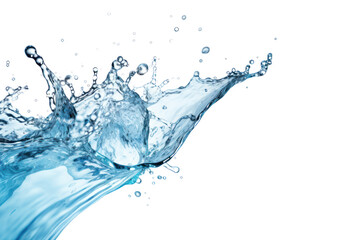 Splashing water with crystal clear image, isolated on white background.
