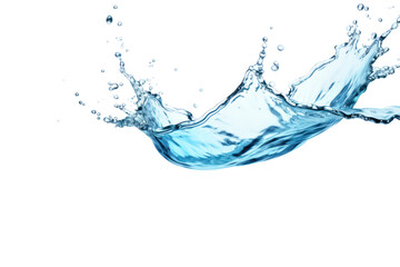 Splashing water and spraying water droplets, isolated on white background.