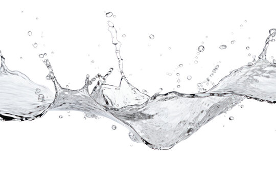 Fresh water splashing when a person jumps into a pool, isolated on white background.