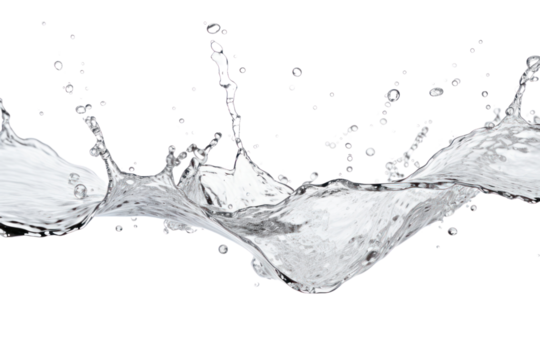 Fresh water splashing when a person jumps into a pool, isolated on white background.