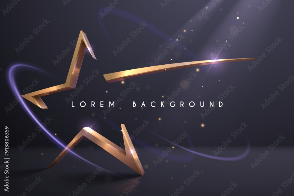 Canvas Prints golden star shape with light effects