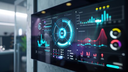 Smart Home Control Panel Displaying Energy Usage and Environmental Metrics for Eco-Friendly Technology