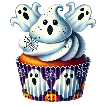 ghost cupcake halloween treat clip art preview