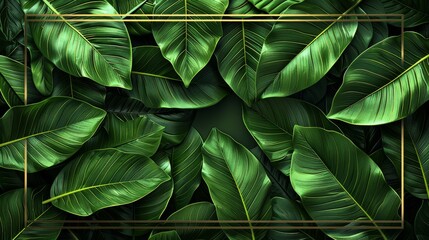 Fototapeta premium Lush Green Leaves Overlapping Each Other in a Tropical Jungle Setting During Daylight
