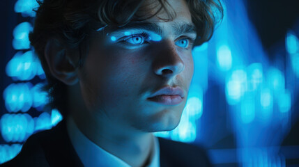 A digital infographic with a globe, graphs, and statistical data representing global financial trends