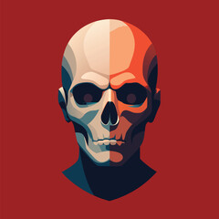 Fototapeta premium A spooky black vector illustration depicts a human skull and crossbones, a symbol of death and danger, often associated with pirates and Halloween horror