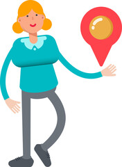 Girl Character Holding Map Pin
