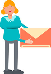 Girl Character Holding Mail
