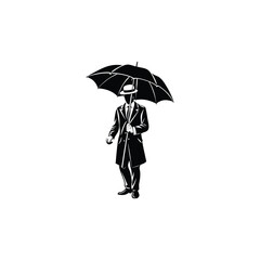 man with umbrella silhouette.