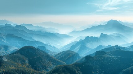 Naklejka premium A bird's-eye view of a mountain range from a mountain peak